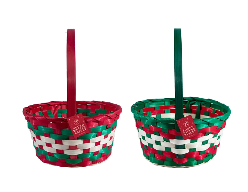 Round Wicker Basket With Handle 22cm