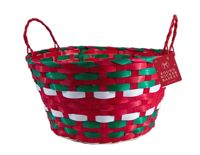 Round Wicker Basket With Handles 30cm