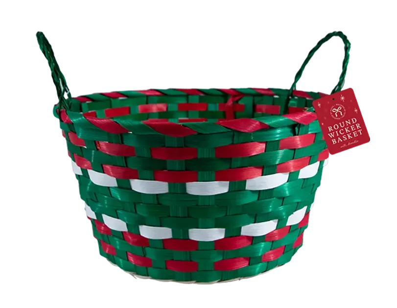 Round Wicker Basket With Handles 30cm