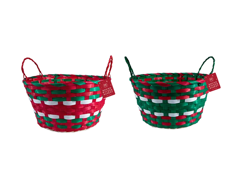 Round Wicker Basket With Handles 30cm