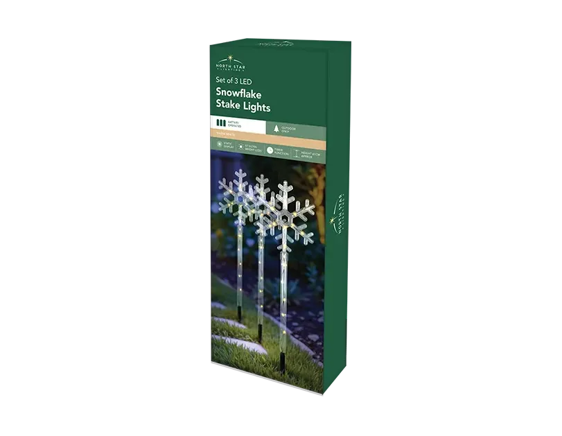 LED Battery Operated Warm White Snowflake Lights 3pk