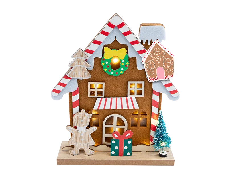 Gingerbread Wooden Light Up House