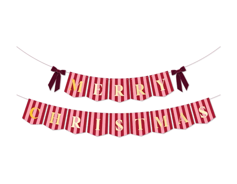 Merry Christmas Banner With Velvet Bows