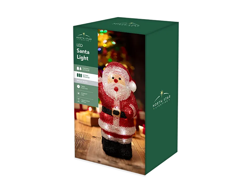 LED Battery Operated Bright White Santa Light 29.5cm