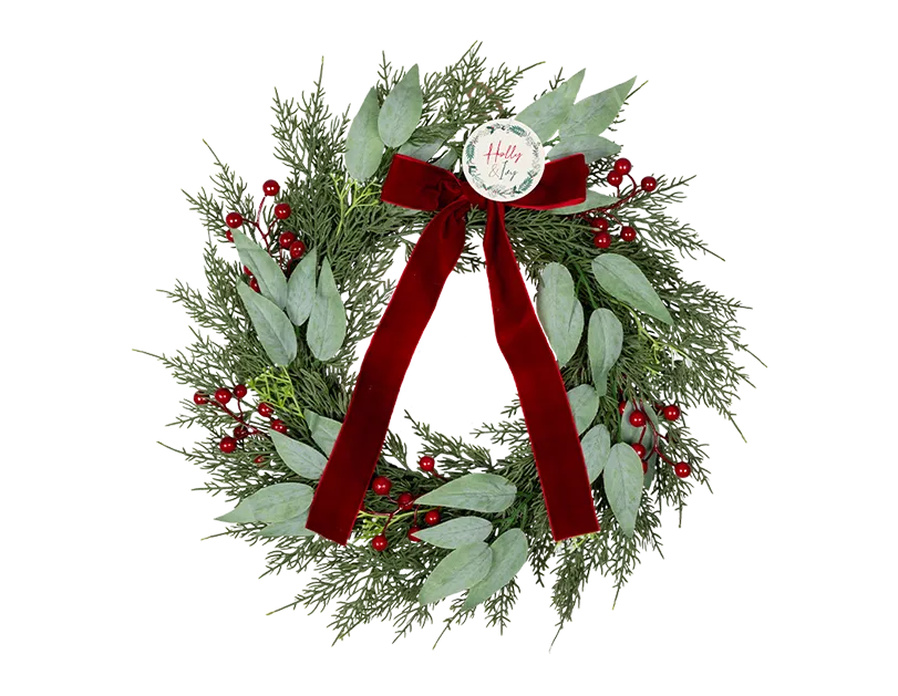 Red Berry Bow Wreath 50cm