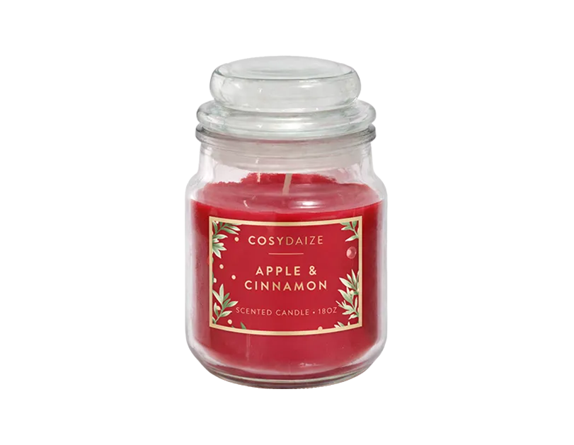 Xmas Apple & Cinnamon Glass Candle 18oz
