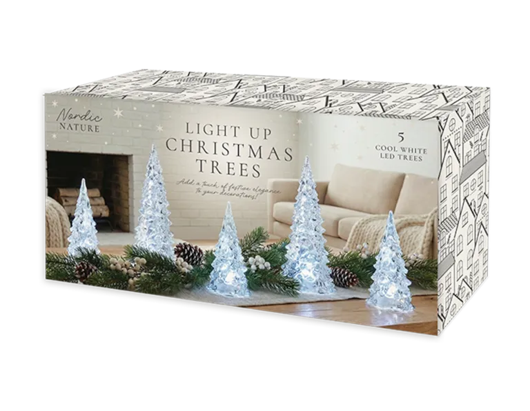 Light Up Christmas Trees 5pk