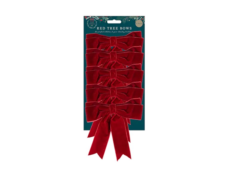 Red Tree Bows 6pk