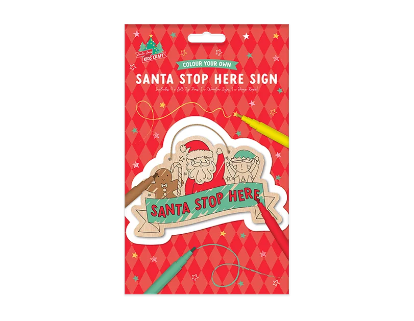 Colour Your Own Santa Stop Here Sign