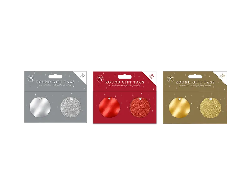 Circle Foil & Glitter Gift Tags 30pk