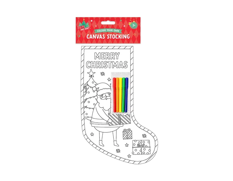 Xmas Colour Your Own Canvas Stocking