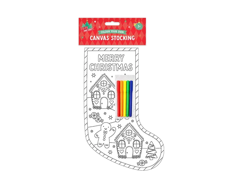 Xmas Colour Your Own Canvas Stocking