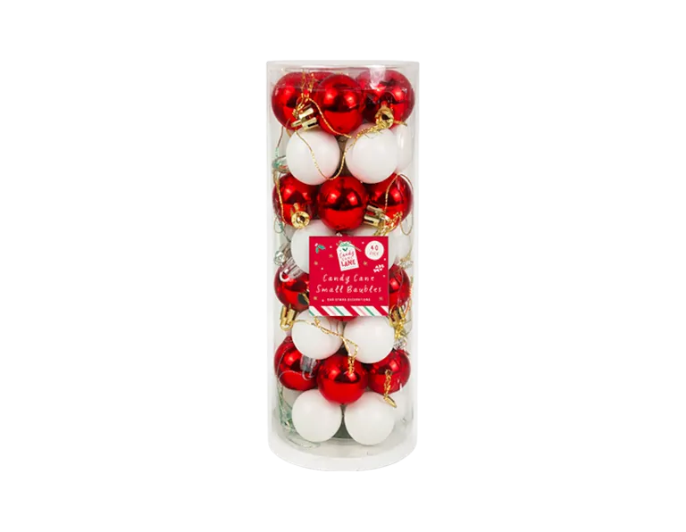 Candy Cane Small Baubles 40pk