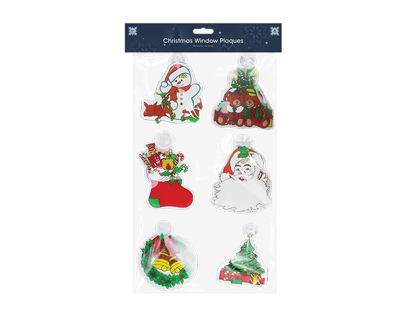 Xmas Window Plaques - 6 Pack