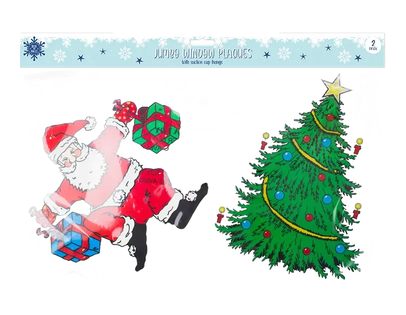 Xmas Large Window Plaques - 2 Pack