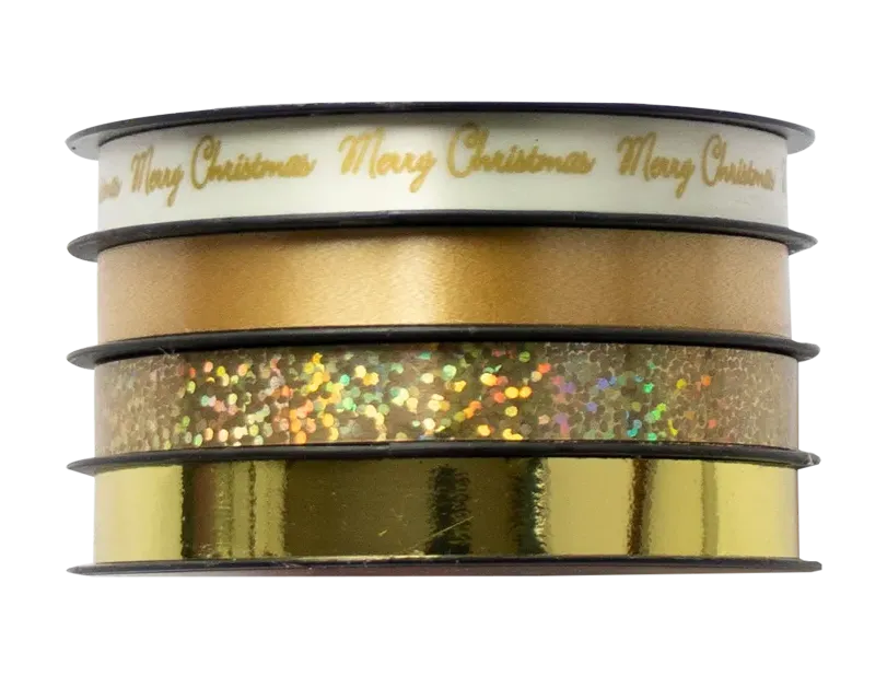 Metallic Ribbon 1cmx5m 4pk