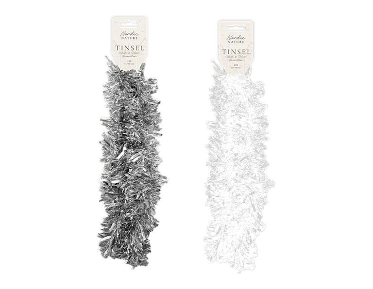 Silver & White Tinsel 2m