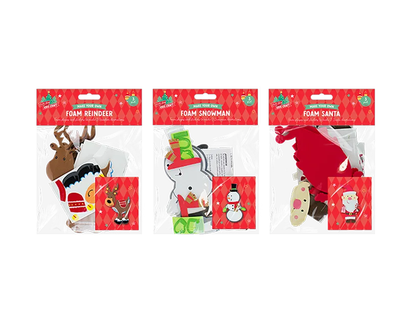 Xmas Foam Craft Character - 3 Pack