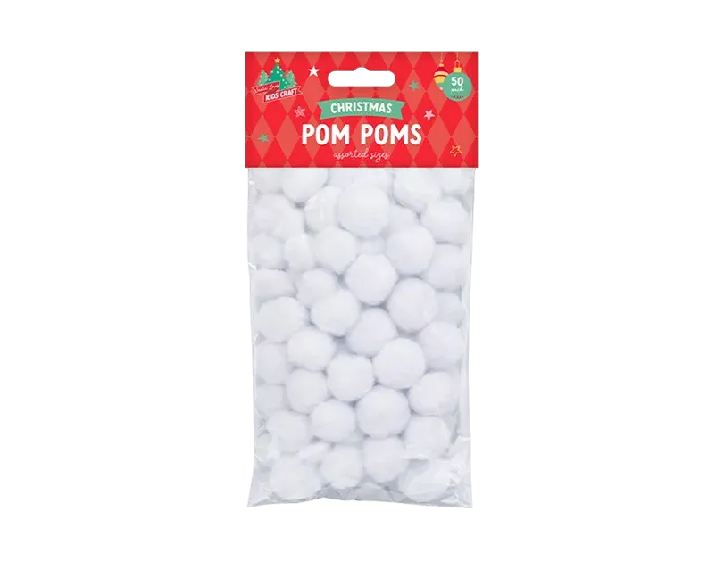 Xmas Craft Pom Poms - 50 Pack