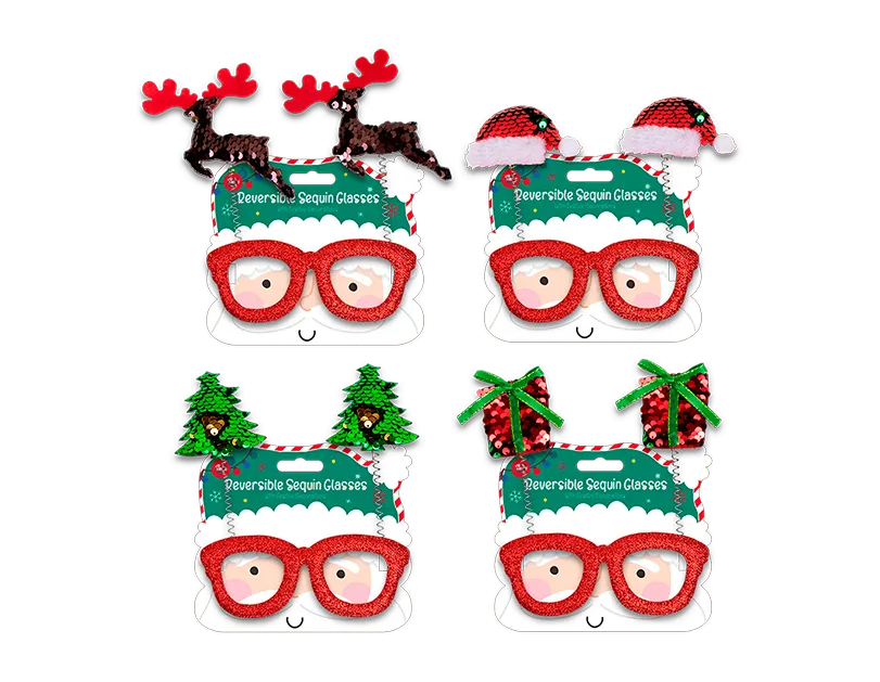 Reversible Sequin Christmas Glasses
