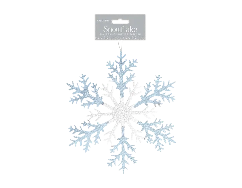 Silver & White Acrylic Glitter Snowflake