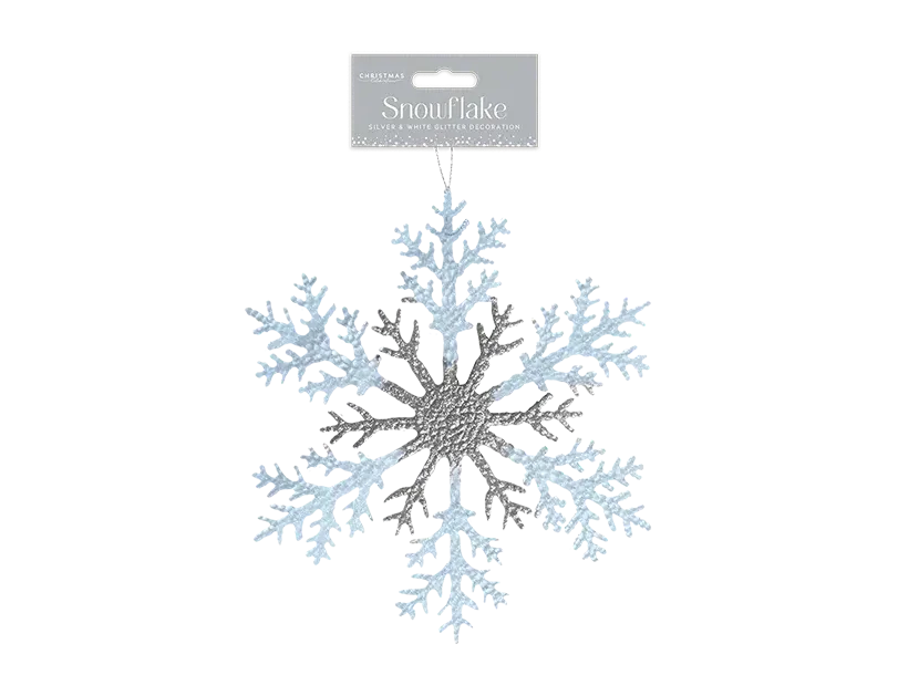 Silver & White Acrylic Glitter Snowflake