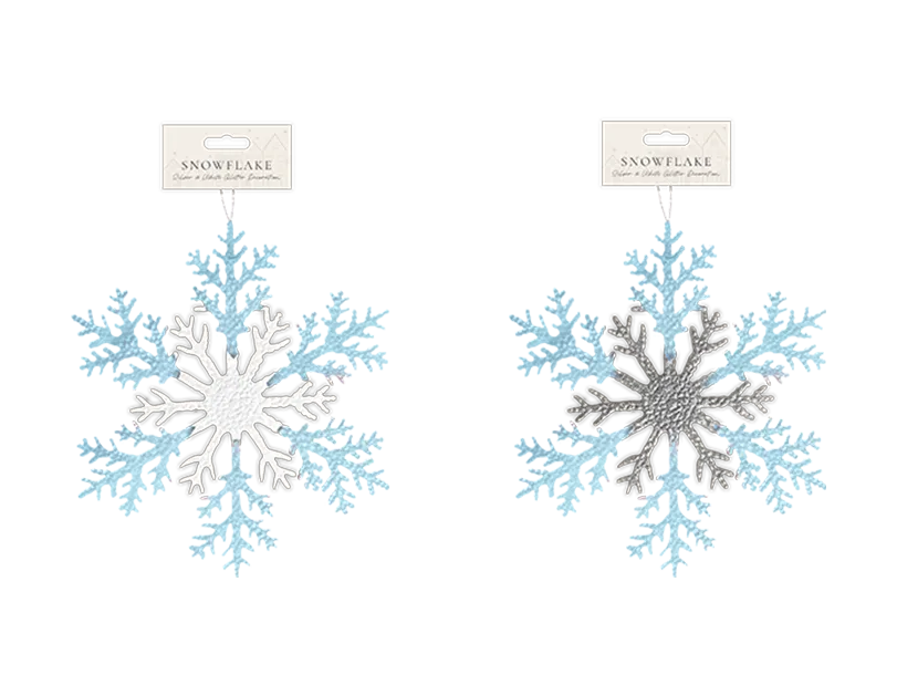 Silver & White Acrylic Glitter Snowflake