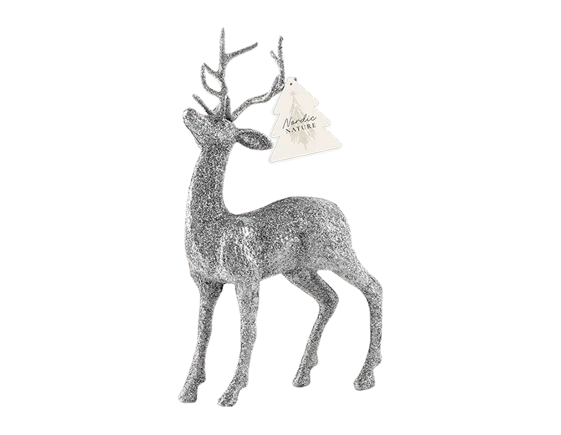 Silver Glittered Stag