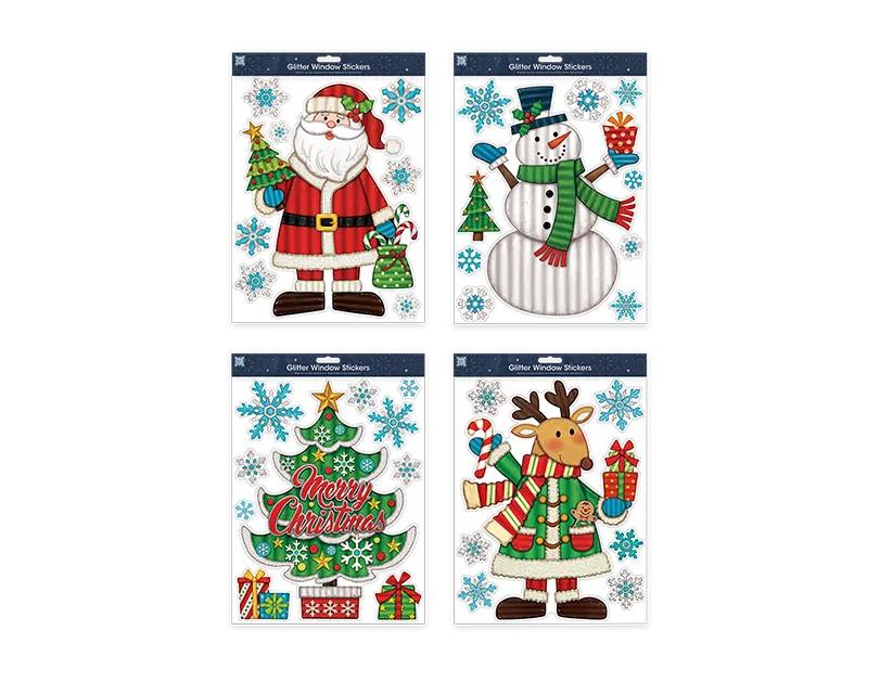 Xmas Figures Glitter Finish Stickers