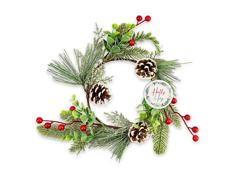 Pine Cone & Red Berry Wreath 25cm
