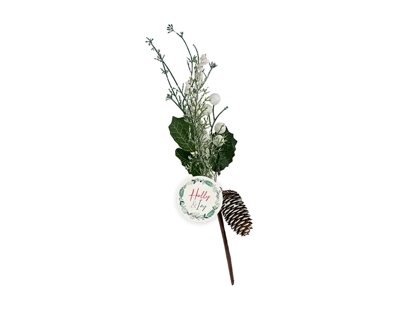 Artificial Glittered Pine Cone Pick 32cm