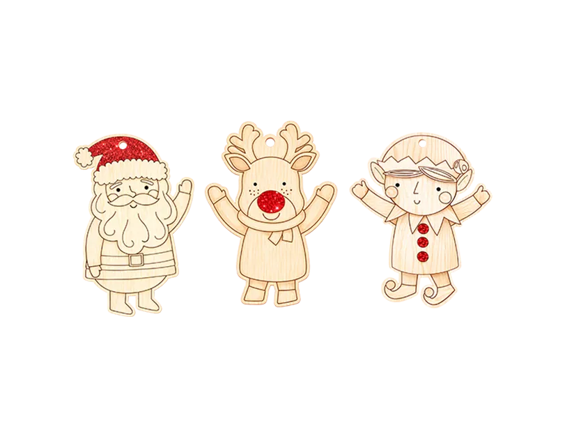 Colour-In Wooden Hanging Characters 3pk
