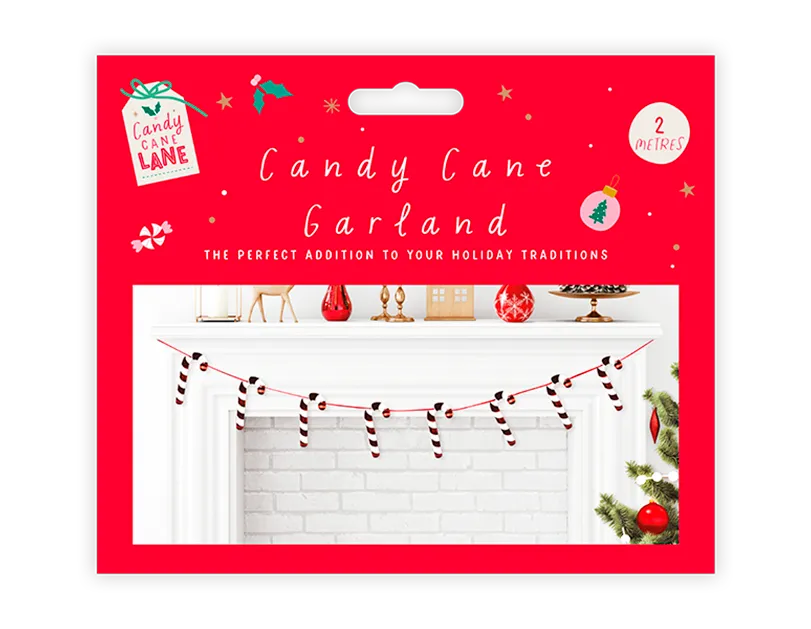 Foiled Candy Cane Garland 2m