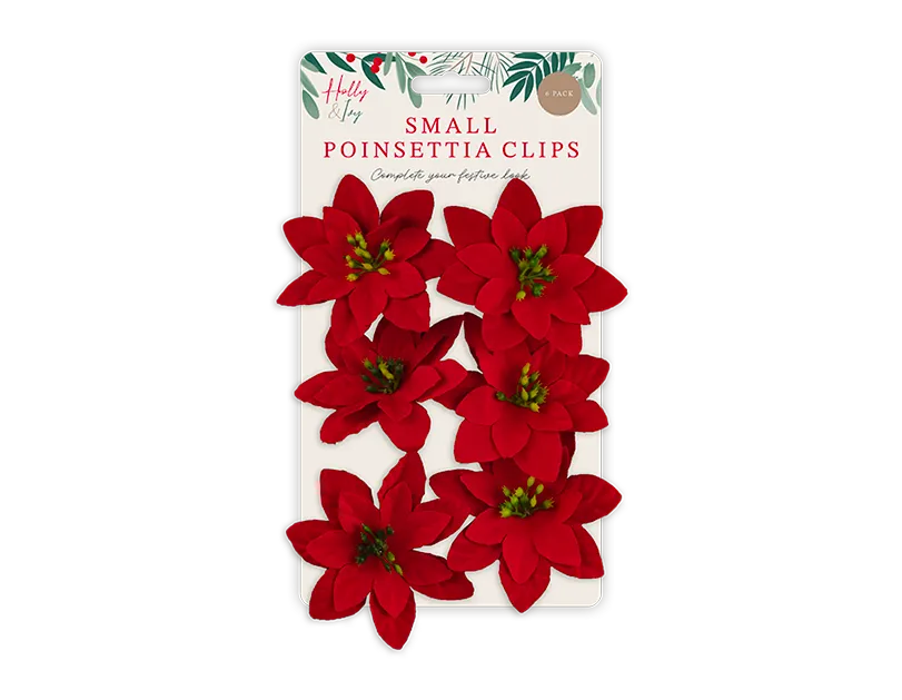 Small Poinsettia Clips 6pk