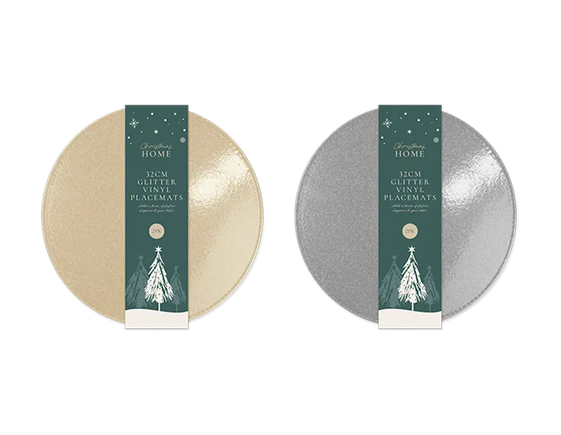 Glitter Vinyl Placemats 32cm 2pk