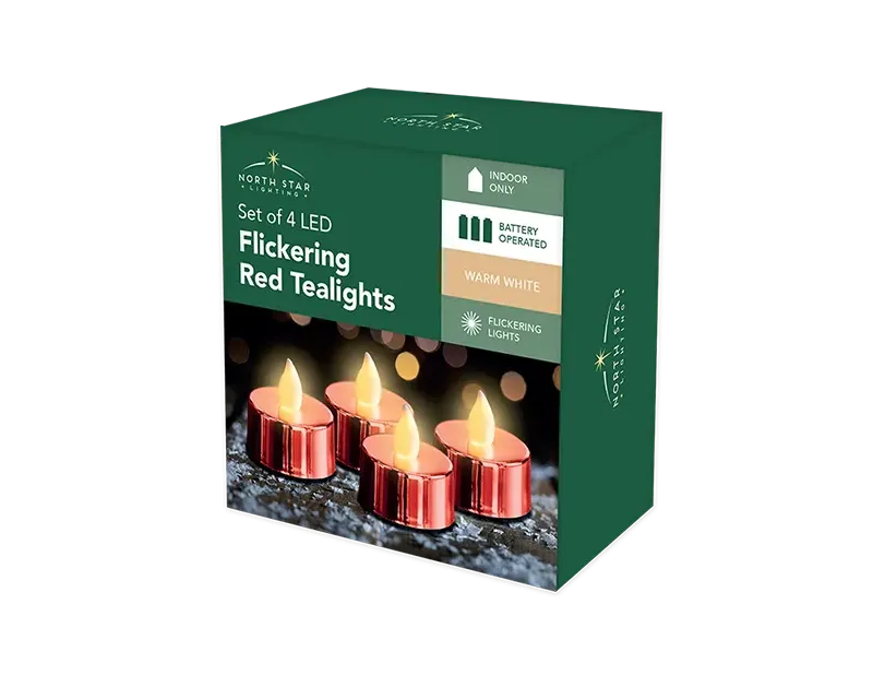 LED Metallic Flicker Tea Lights 4pk