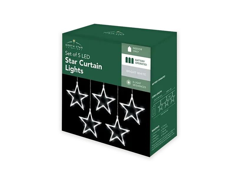 5 LED Star Curtain Lights Battery Operated