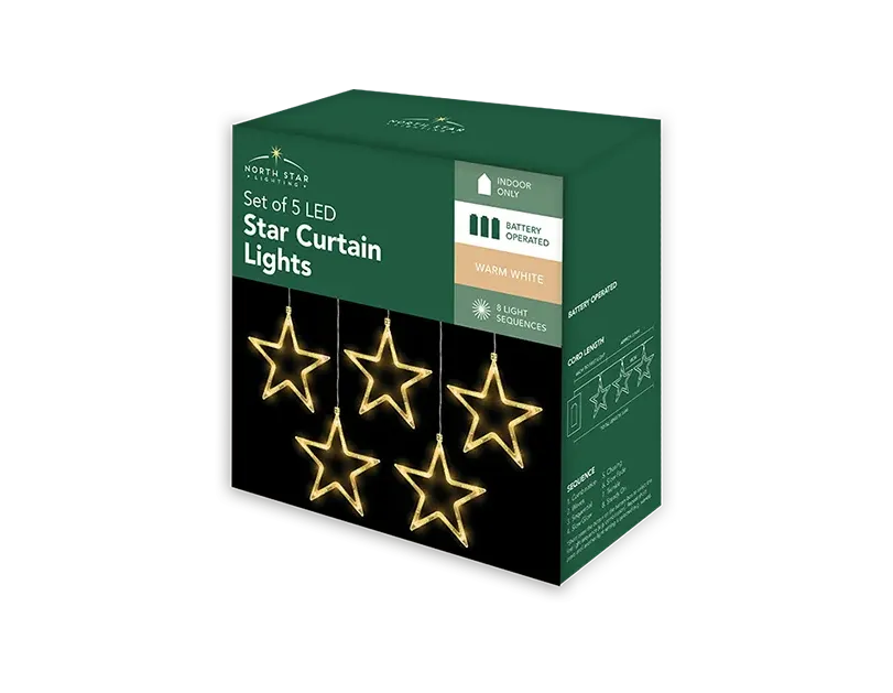 5 LED Star Curtain Lights Battery Operated