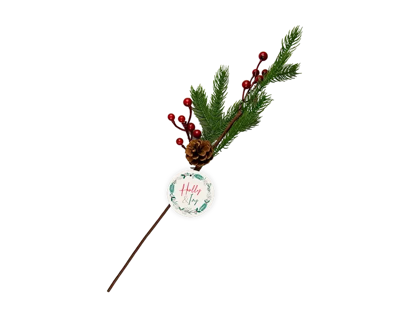 Artificial Berry & Pine Cone Branch 58cm
