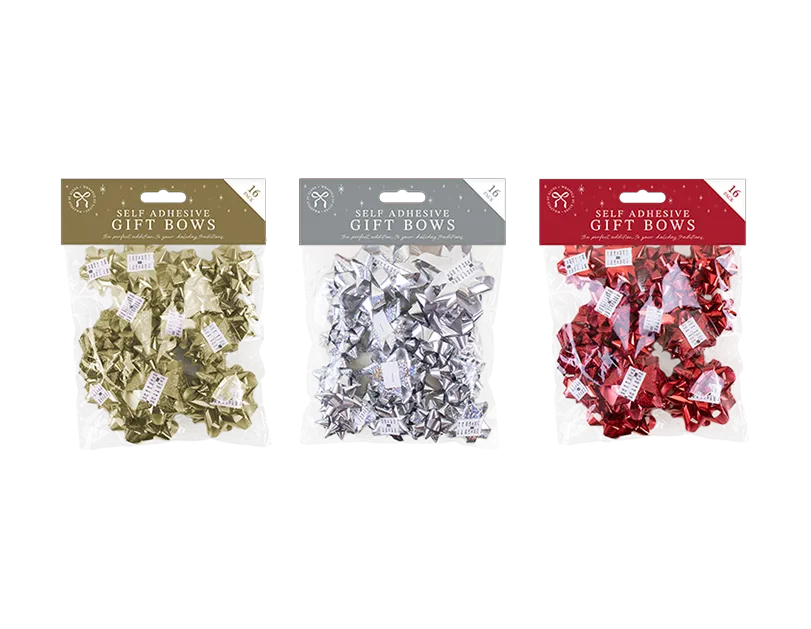 Christmas Metallic Gift Bows 16pk