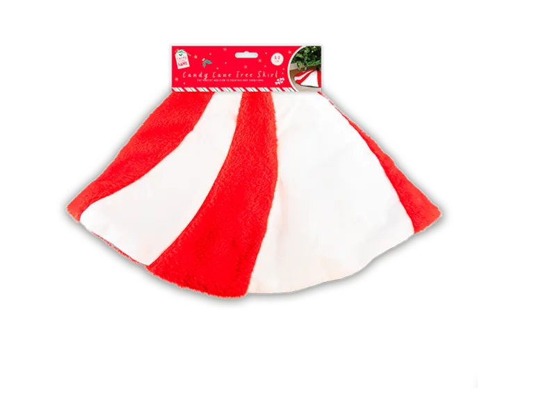 Festive Faux Fur Candy Cane Tree Skirt