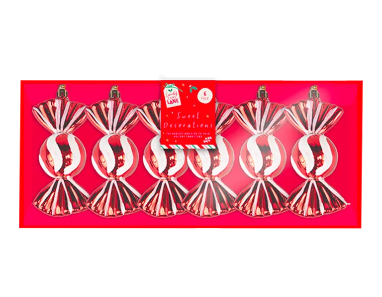 Candy Stripe Sweet Baubles 6pk