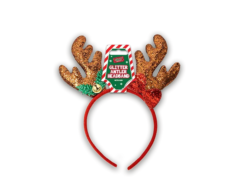 Christmas Glitter Antler with Bow Headband