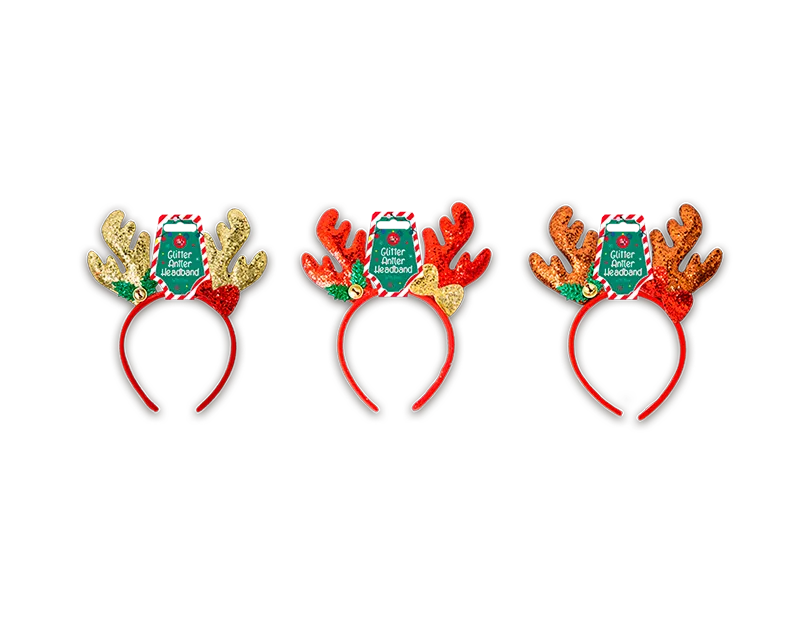 Christmas Glitter Antler with Bow Headband