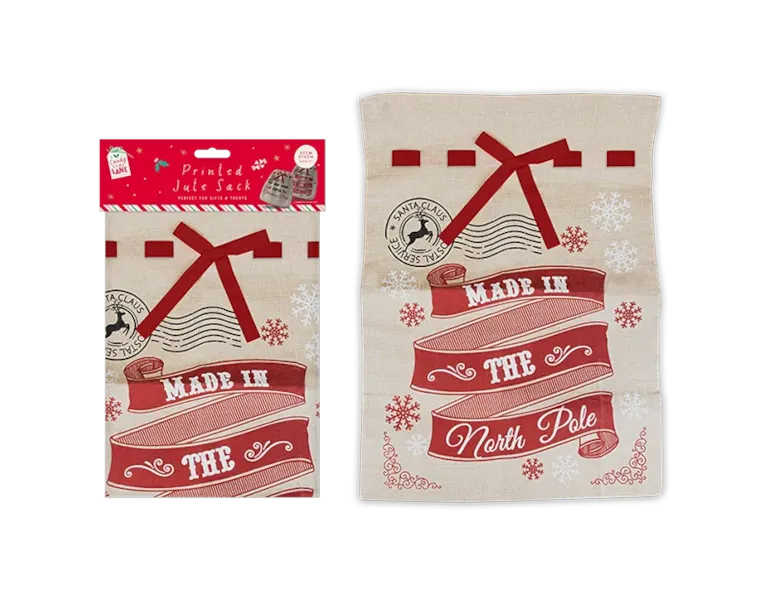 Printed Jute Style Sack Assorted