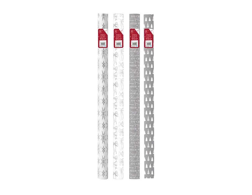 Xmas Foil Roll Wrap Silver 3m