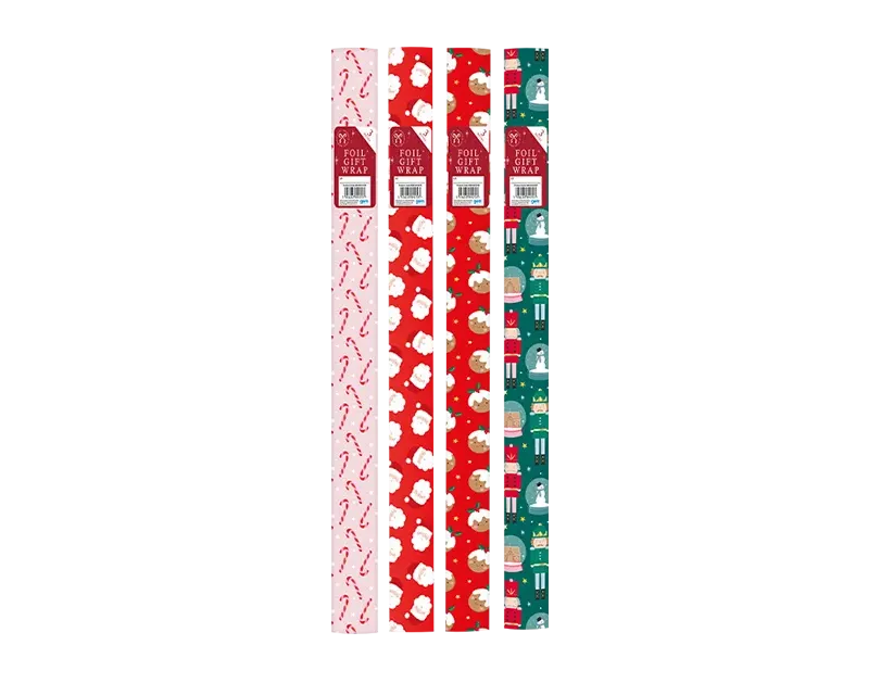 Xmas Plain Foil Wrap Cute 3m